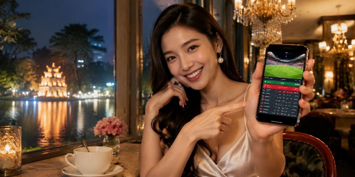 Người dùng Hà Nội mở ứng dụng casino trong quán cà phê Việt Nam
